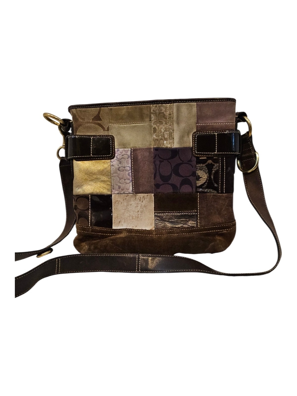 Y2k Coach Eva Holiday Patchwork Crossbody Bag Purse Style # 3573